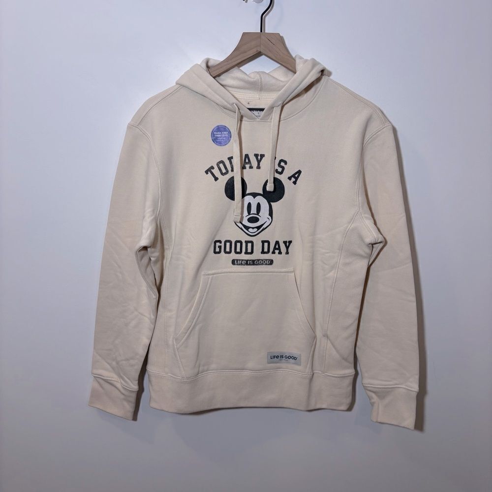 Life is Good, Mickey Steamboat Willie Good Day Fleece Hoodie NEW small petite